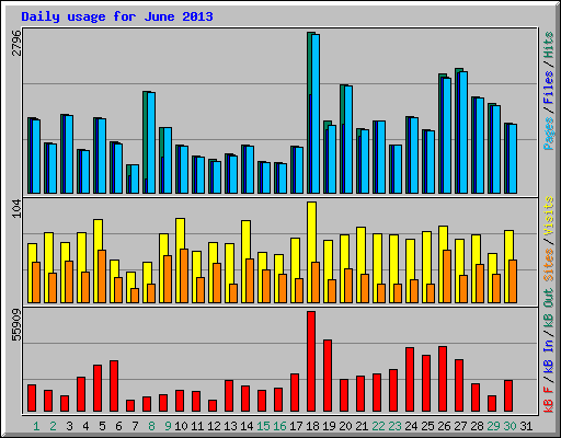Daily usage for June 2013