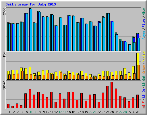 Daily usage for July 2013