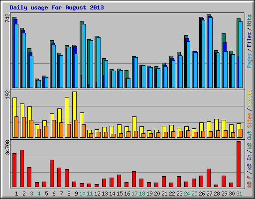 Daily usage for August 2013