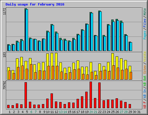 Daily usage for February 2016