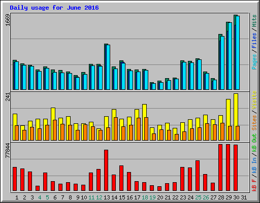 Daily usage for June 2016