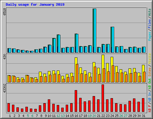 Daily usage for January 2019