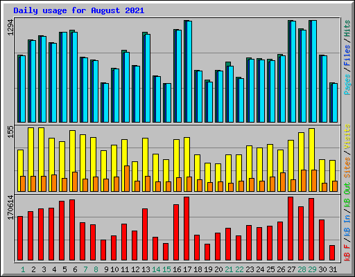 Daily usage for August 2021