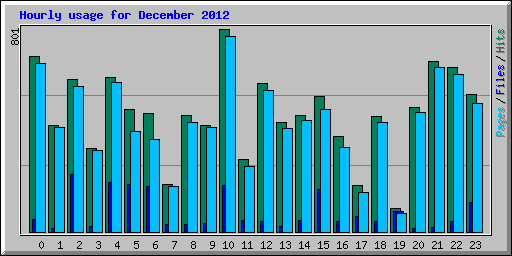 Hourly usage for December 2012