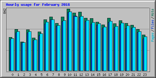 Hourly usage for February 2016